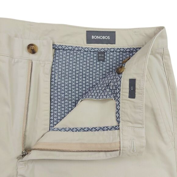 Bonobos Pants Mens 38x32 Beige Slim Flat Front Cotton Chino Casual Work Office - Picture 4 of 12